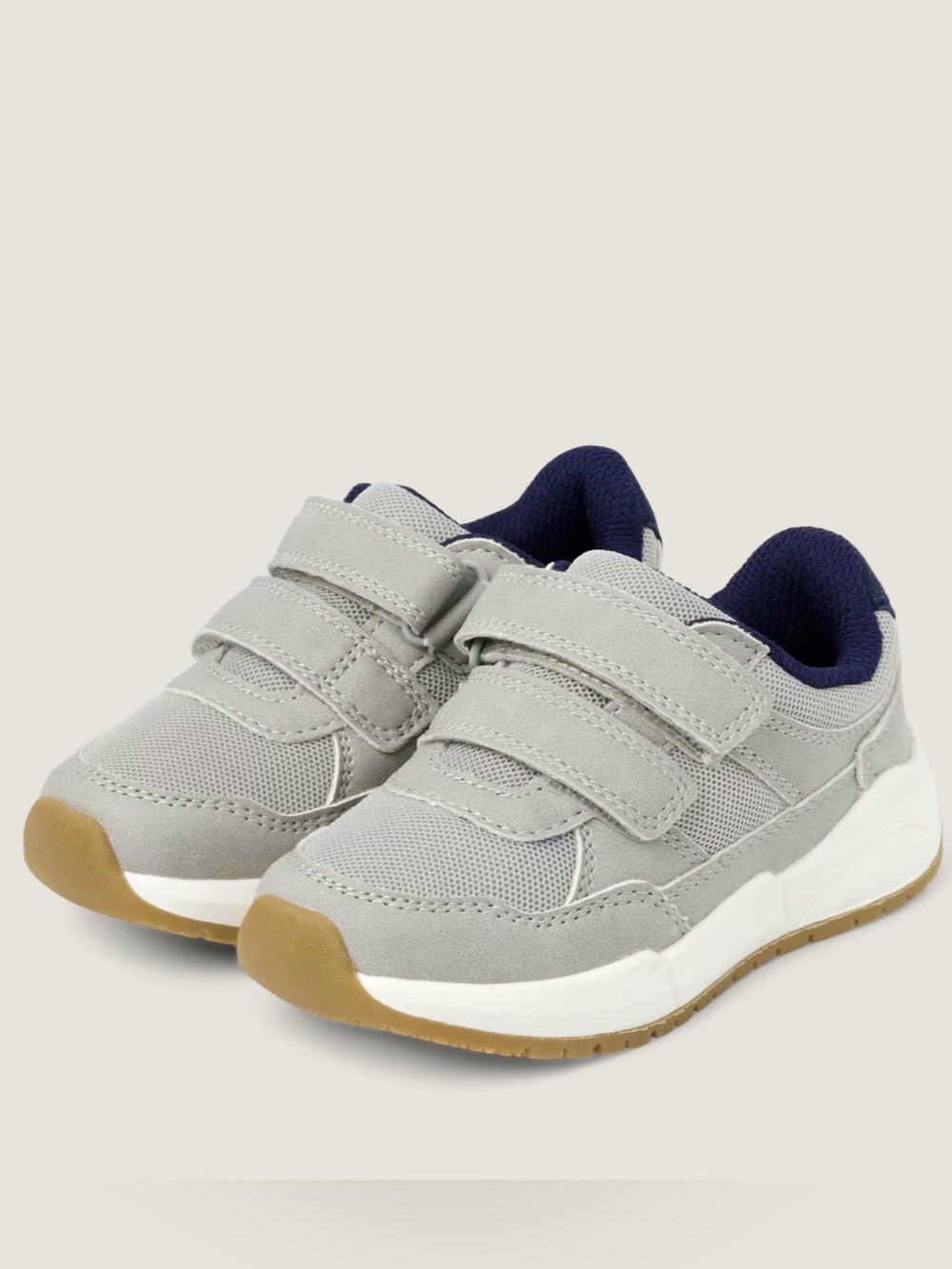 Gymboree Light Gray Color Block Velcro Sneakers with Navy Lining 1